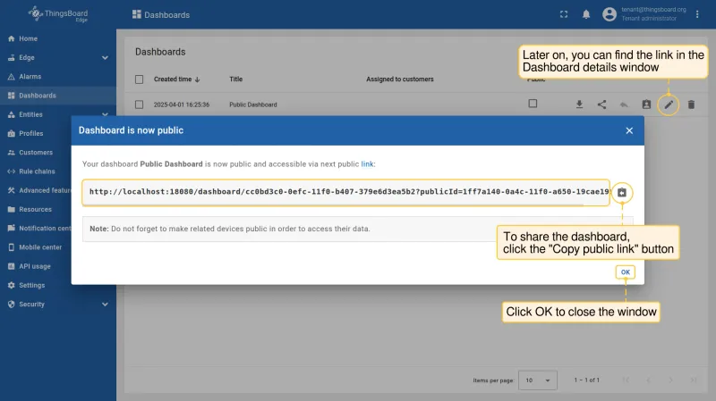 Copy public link button