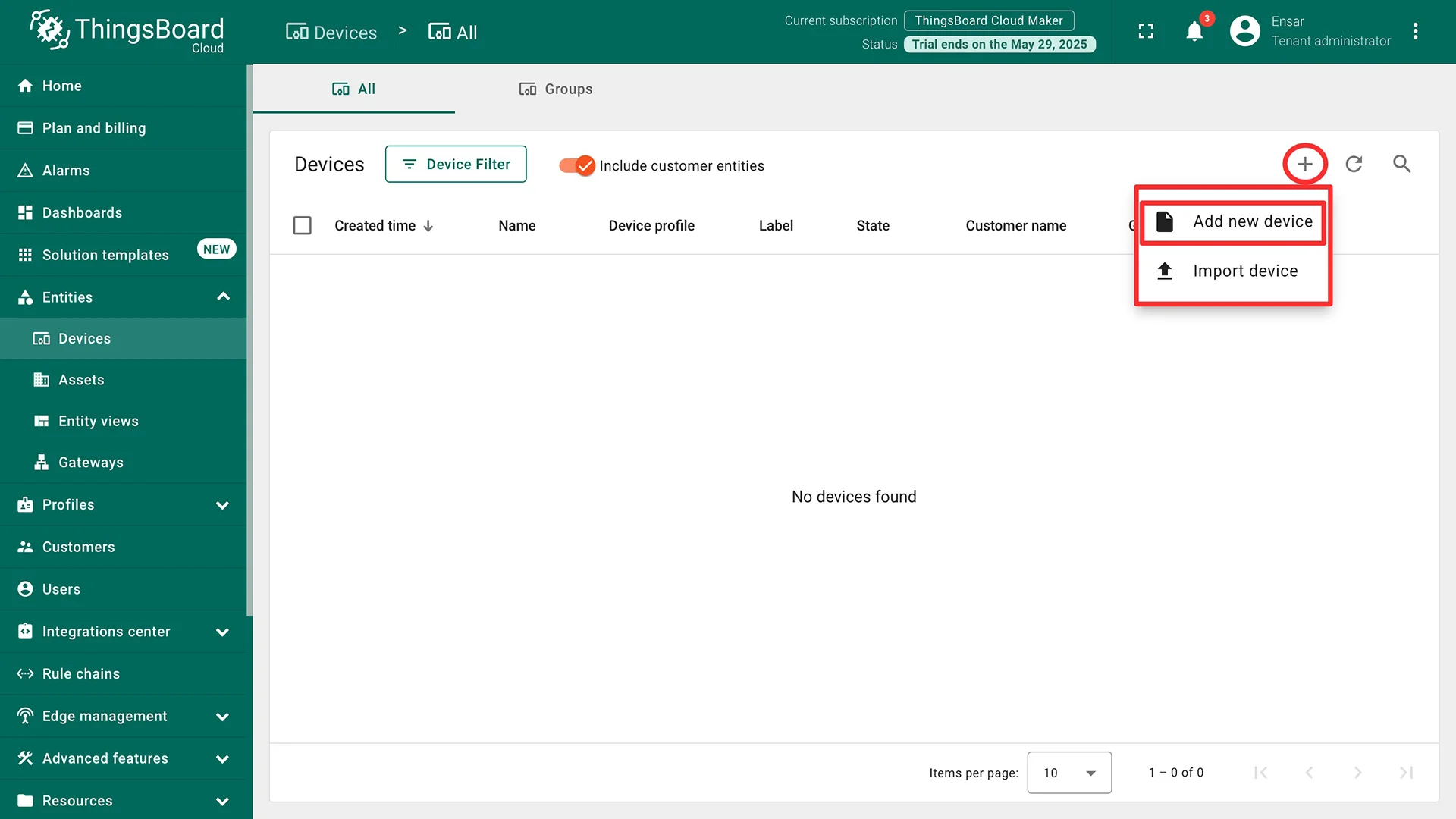 Create Device on ThingsBoard 2
