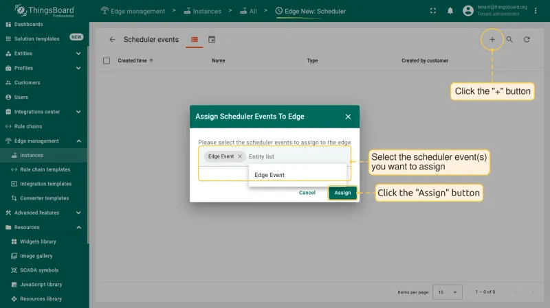 Assign scheduler event to Edge