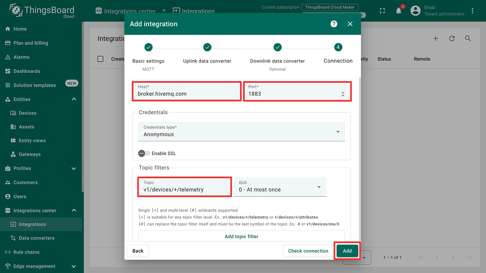 Create an MQTT Integration 4