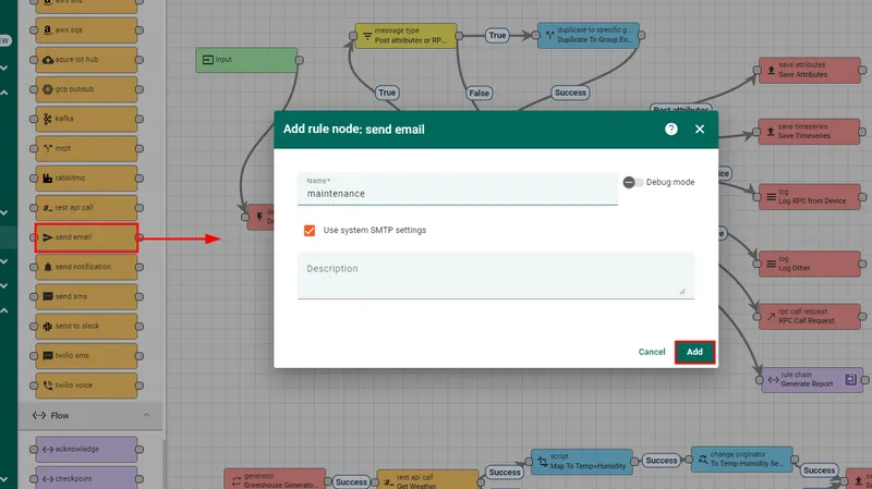 Add the send email node