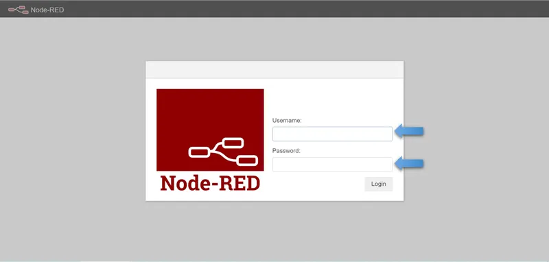 Node-RED login dialog