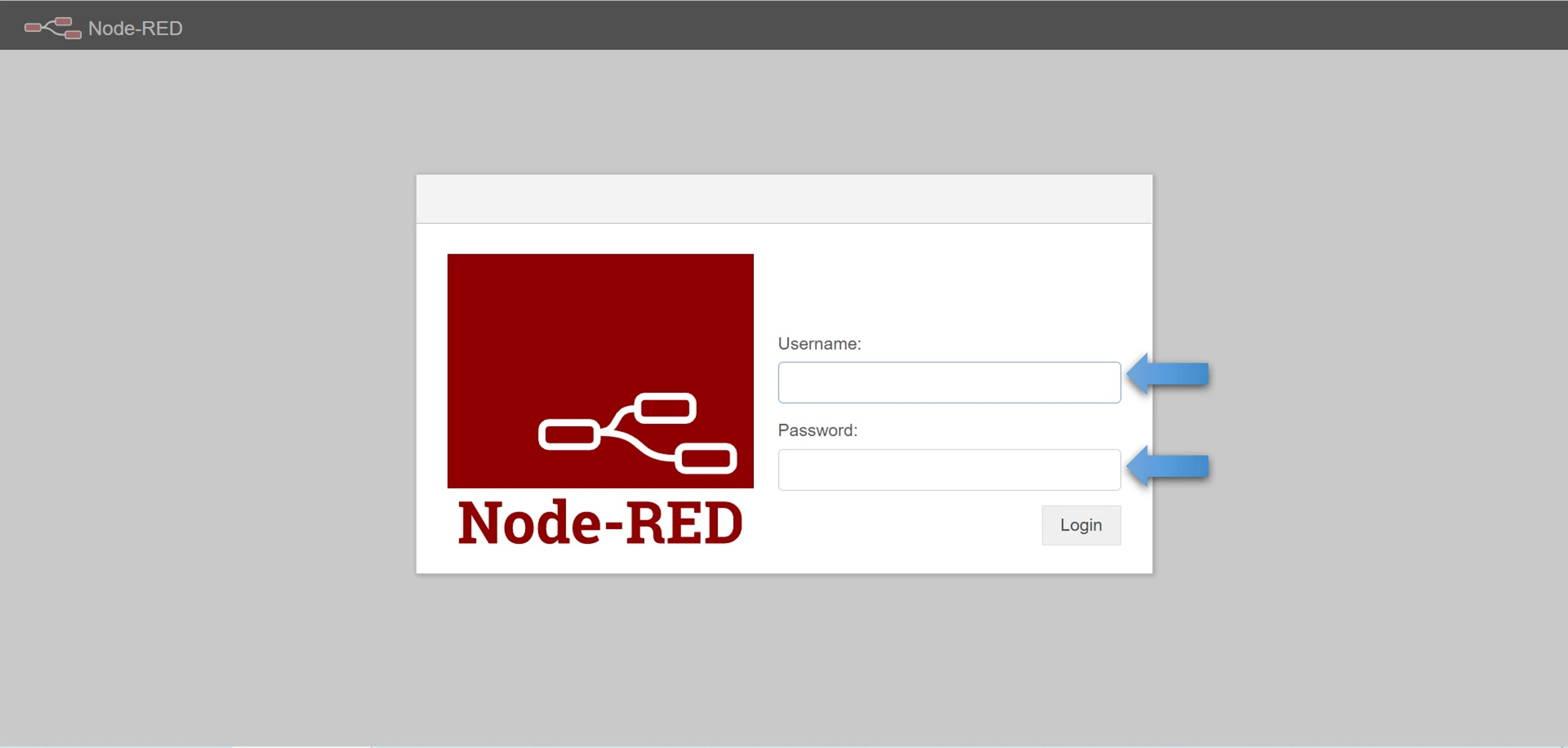 Node-RED login dialog
