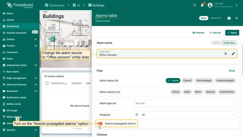 Save dashboard changes