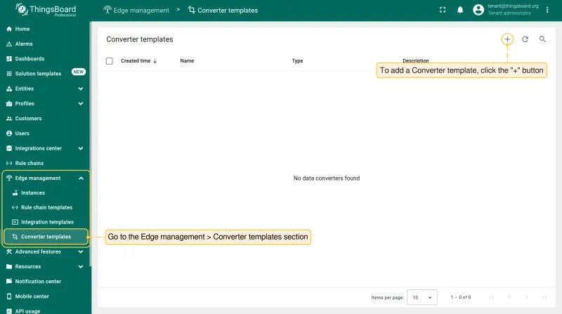 Create new uplink converter in Converter templates