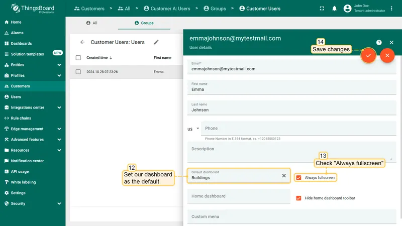 Set default dashboard