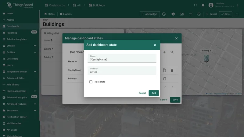 Add dashboard state dialog with name ${entityName} and ID office