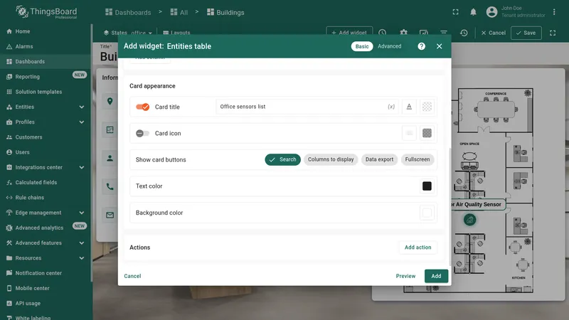 Widget card appearance settings