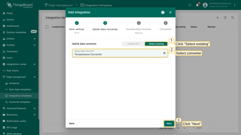 Select existing uplink converter