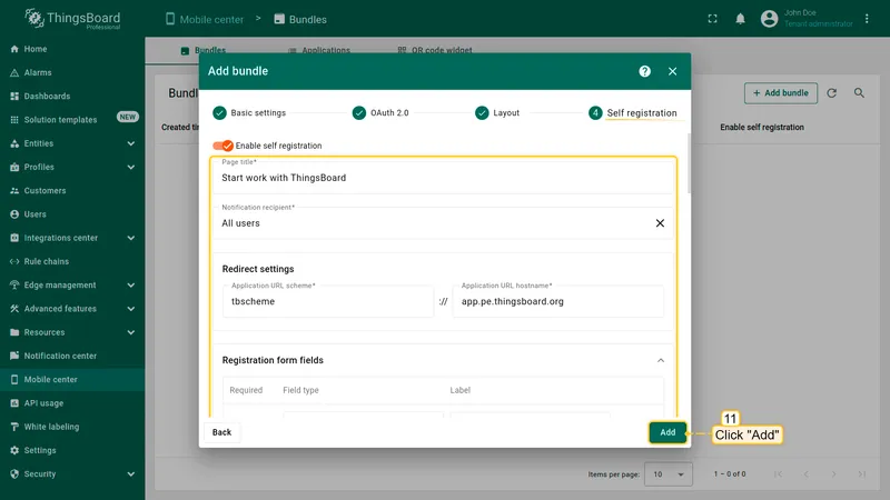 Configure self registration page