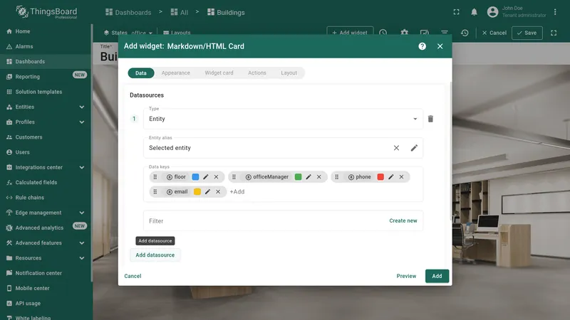 Add alias dialog for creating a datasource based on relation to dashboard state