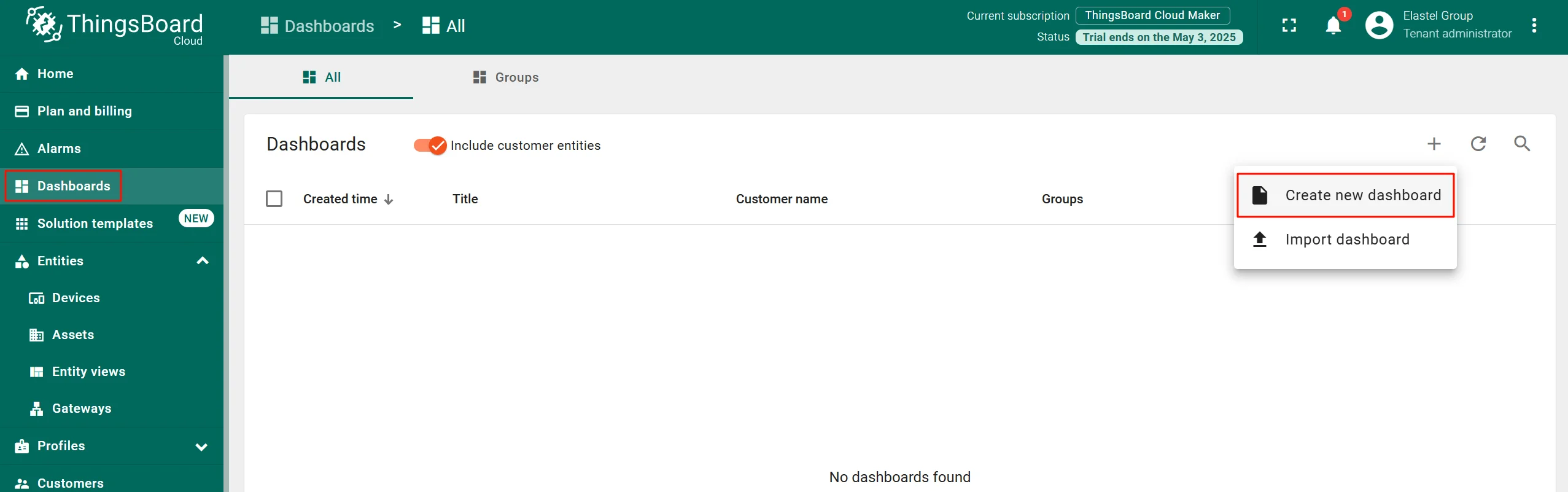 add dashboard