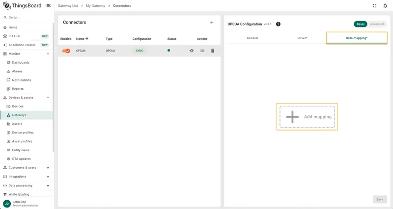 Click the + Add mapping button