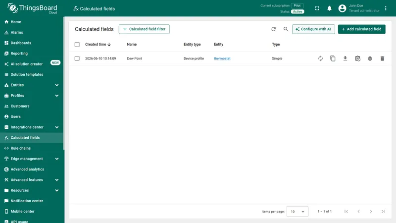 Opening AI Assistant from the Calculated fields page