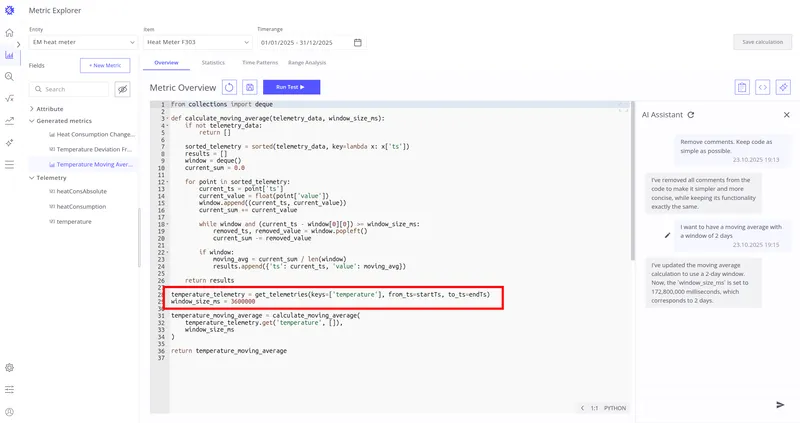 Code snapshot for that message