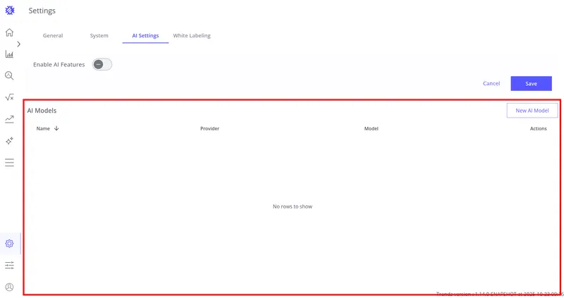 AI Models section in AI Settings
