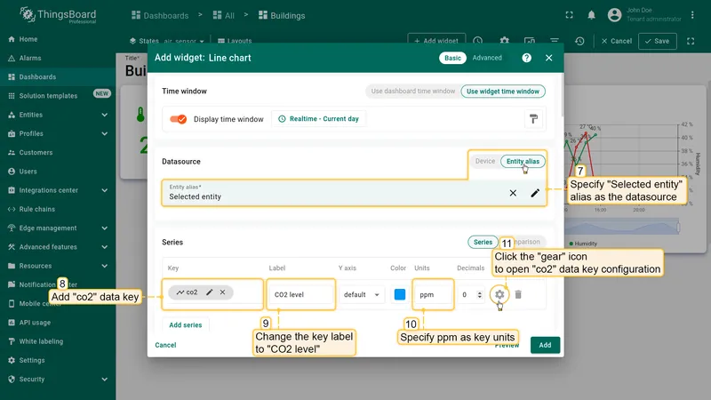 Datasource configured as Selected entity with CO2 key added