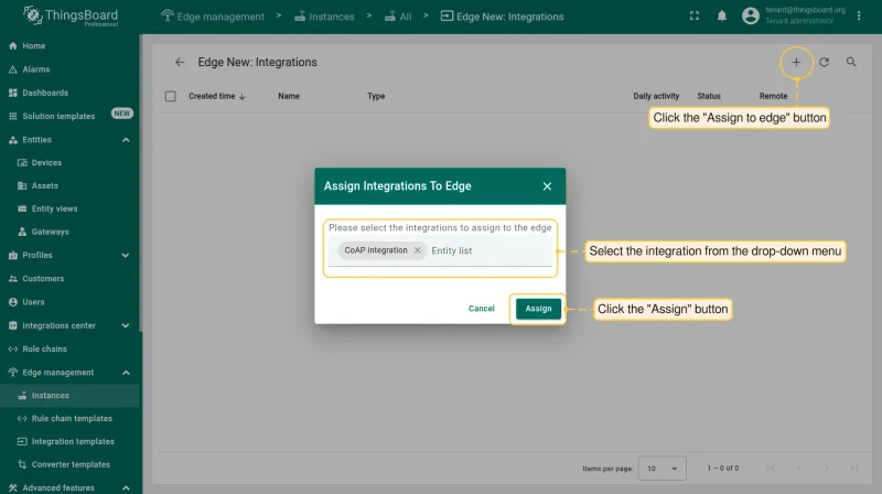 Assign CoAP integration to Edge