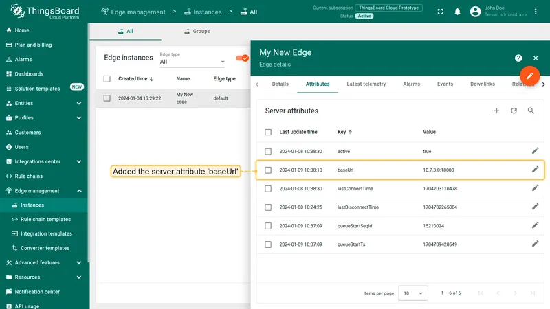 baseUrl server attribute added to the Edge
