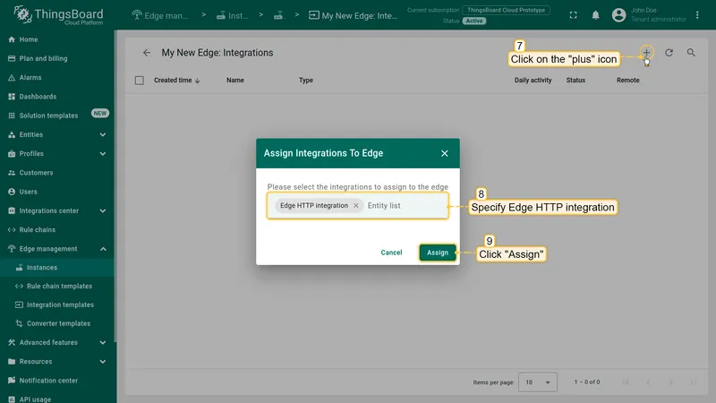 Assign the HTTP integration template to the Edge