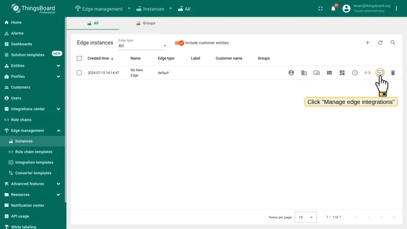 Click Manage edge integrations