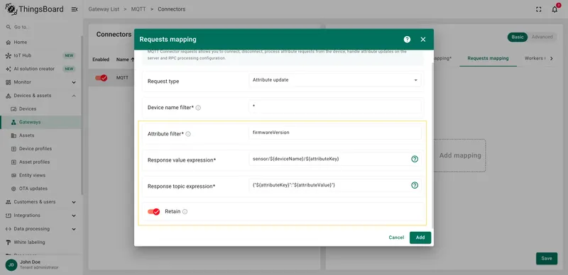 Configure attribute filter and response expressions
