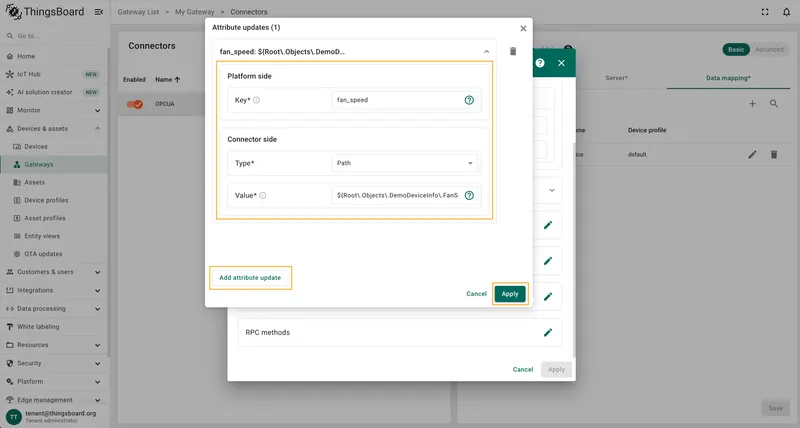 Add fan_speed attribute update with absolute path