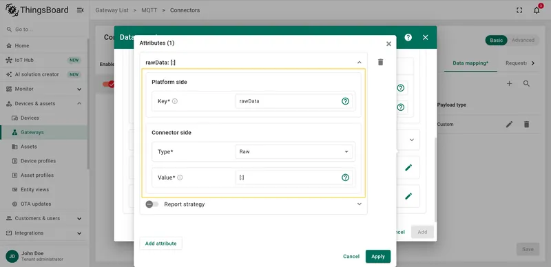 Add rawData attribute using slices