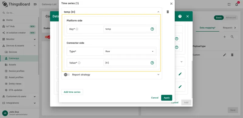 Add temp time series using slices