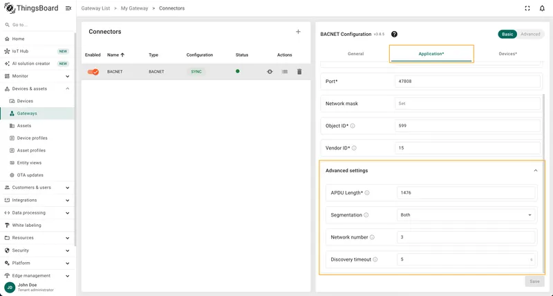 Advanced application settings