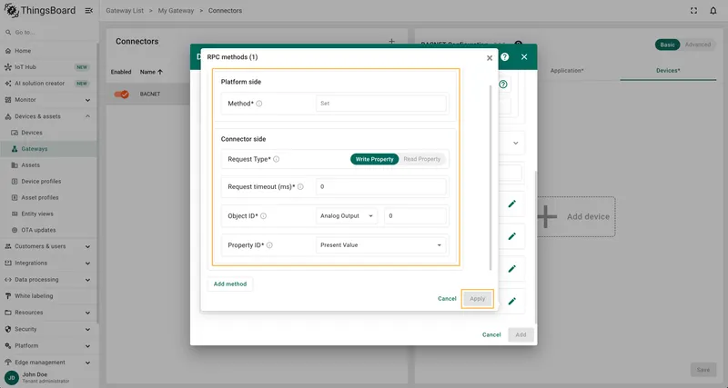 Configure the RPC method