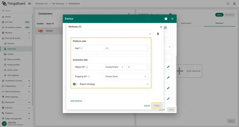 Configure the attribute key