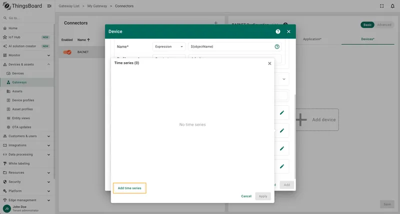 Click Add time series