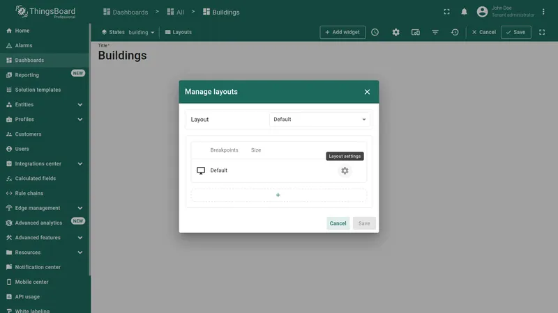 Layout settings dialog with Background image section