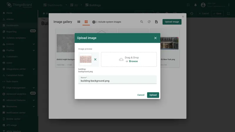 Layout settings with selected background image