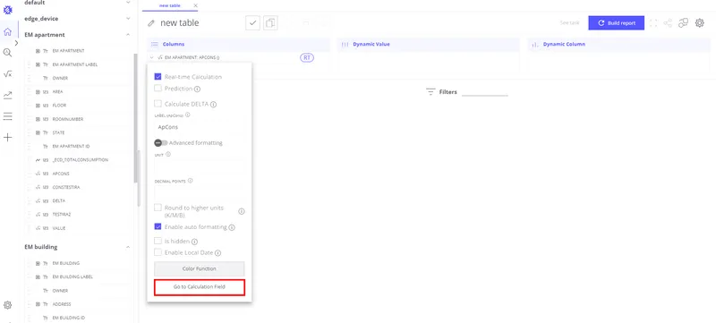 Go to calculation field button inside the view field configuration panel