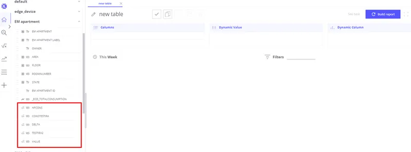 Business entities panel showing a calculated field available for selection in a view