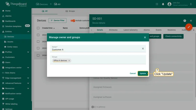 Confirm owner and group assignment