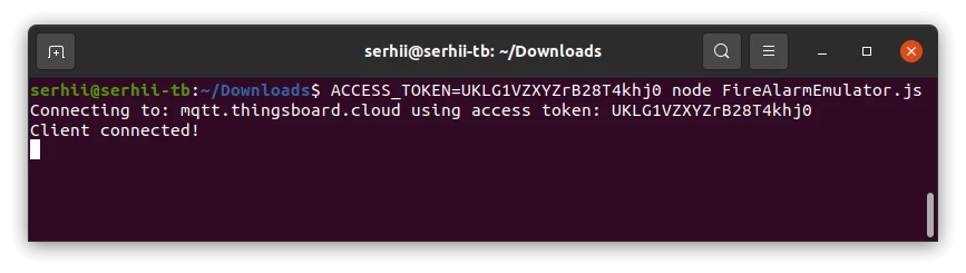 Fire alarm emulator connected via MQTT