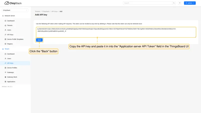 Copy the generated API key