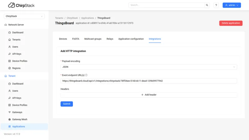 Add HTTP integration form