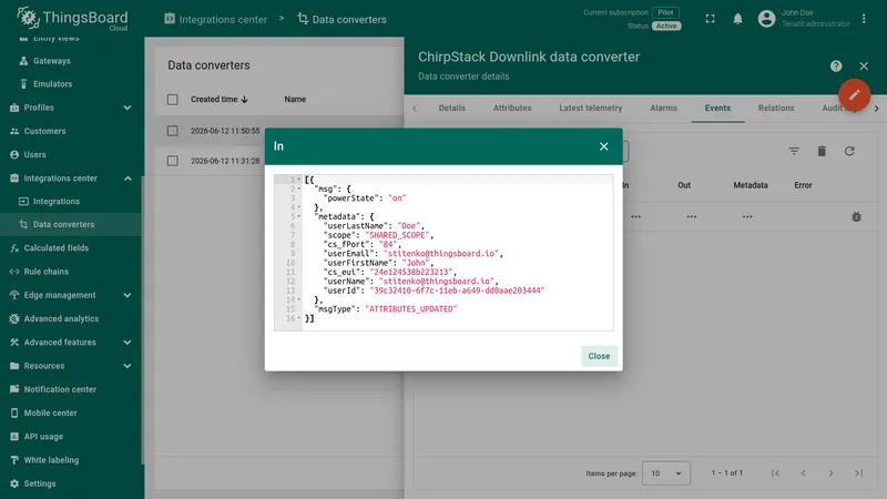 Downlink converter input payload