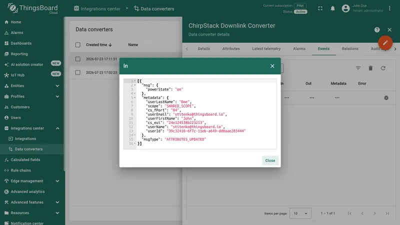Downlink converter input payload