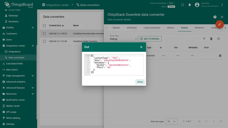 Downlink converter output payload