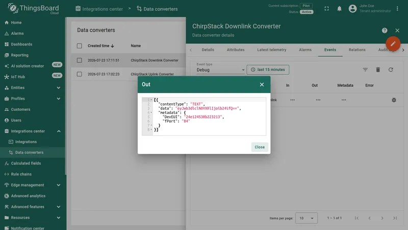 Downlink converter output payload