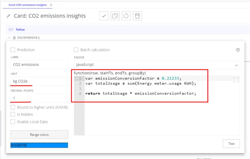 Add calculated field to compute carbon emissions