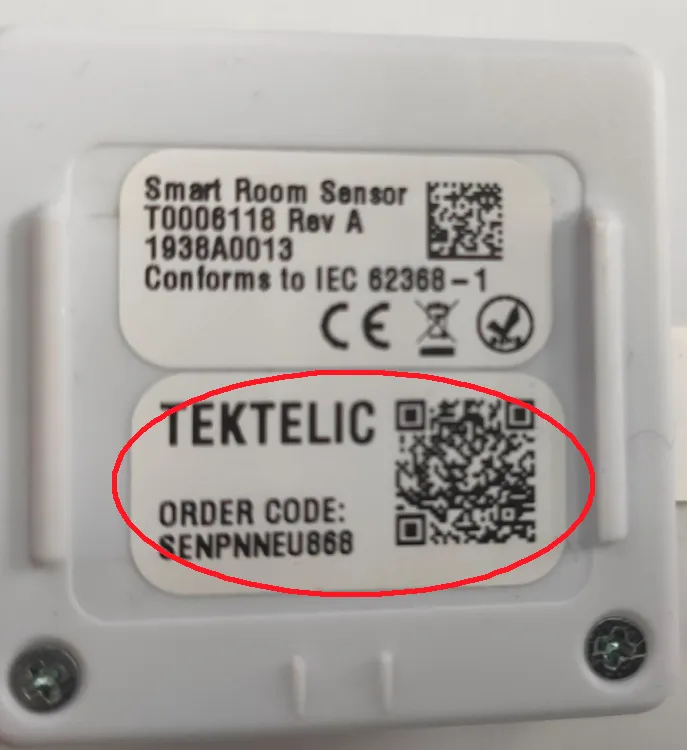 COMFORT v2 QR code sticker with Device EUI and Application EUI