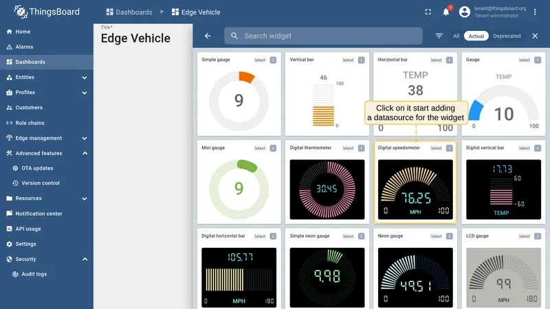 Select the gauge widget