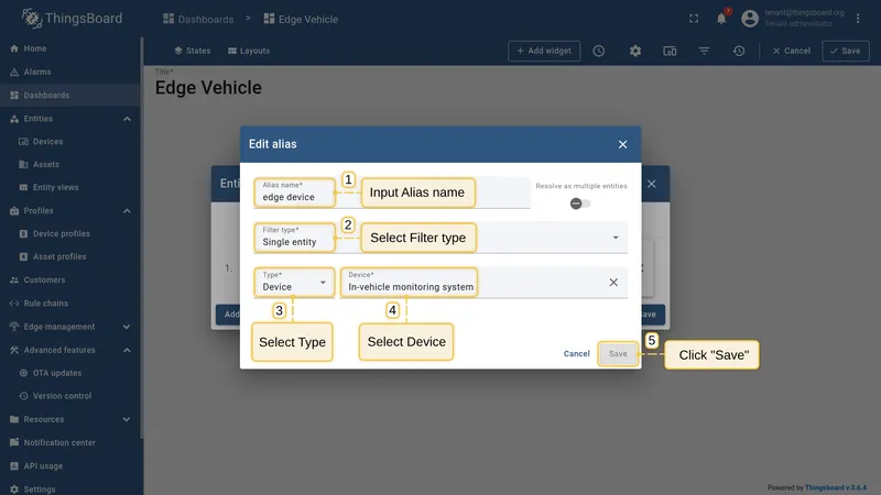 Configure the entity alias for the device