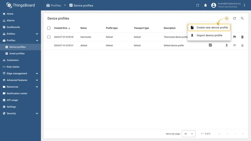 Add a new device profile